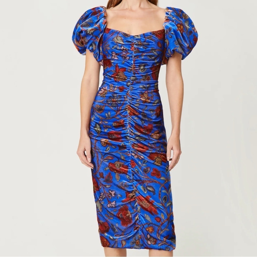 Rhode Floral Rose‎ Dress Velvet Tessa Midi Sz 6